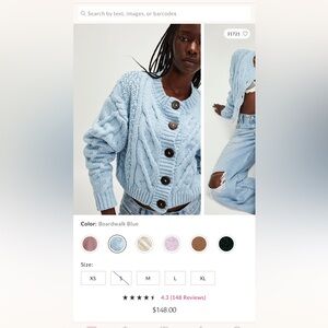 Free people bonfire cable knit cardigan EUC